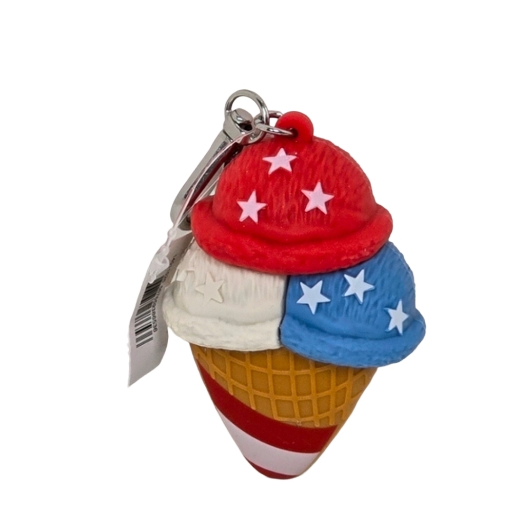 Bath & Body Works Red, White, and Blue Ice Cream Keychain